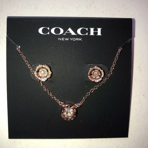 Nwt Coach Open Circle Necklace Tea 